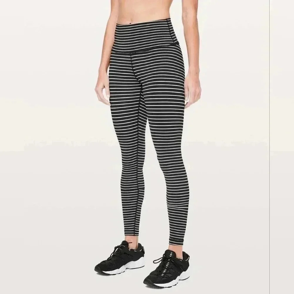 Lululemon Wunder Under High-Rise Tight *Luxtreme 28"Parallel Stripe Black Whit